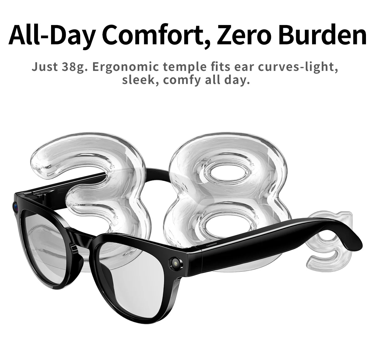 2026 AI Smart Glasses Translation Glasses 800W Pixel Camera Photo Video Recording WIFI Bluetooth 5.4 Waterproof Smart Sunglasses