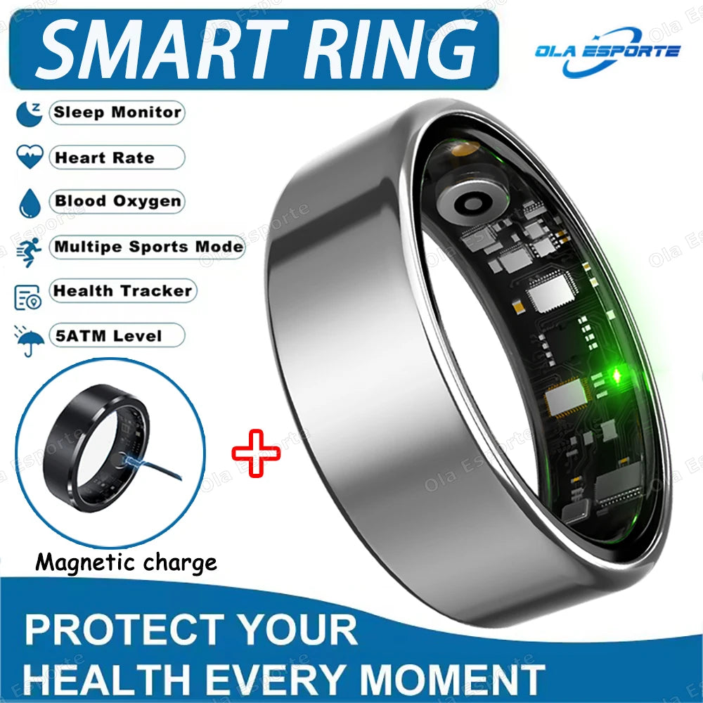 2025 New Smart Ring Heart Rate Blood Pressure Sleep Monitoring Motion Tracking IP68 Waterproof Men Women Smart Ring Holiday Gift