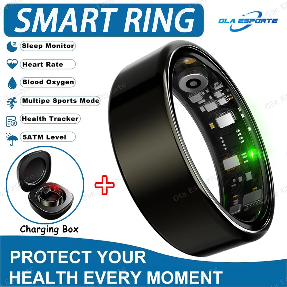 2025 New Smart Ring Heart Rate Blood Pressure Sleep Monitoring Motion Tracking IP68 Waterproof Men Women Smart Ring Holiday Gift