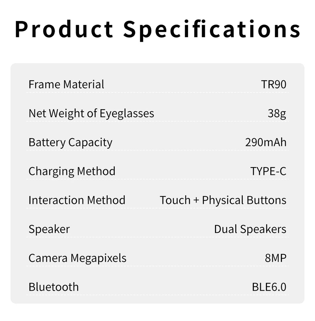 2026 AI Smart Glasses Translation Glasses 800W Pixel Camera Photo Video Recording WIFI Bluetooth 5.4 Waterproof Smart Sunglasses